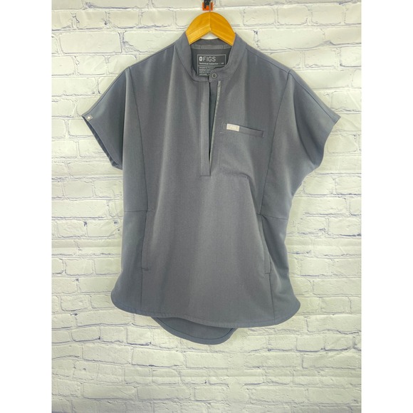 FIGS Technical Collection Graphite Gray Mandarin Collar Scrub Top Womens XS - Picture 2 of 15